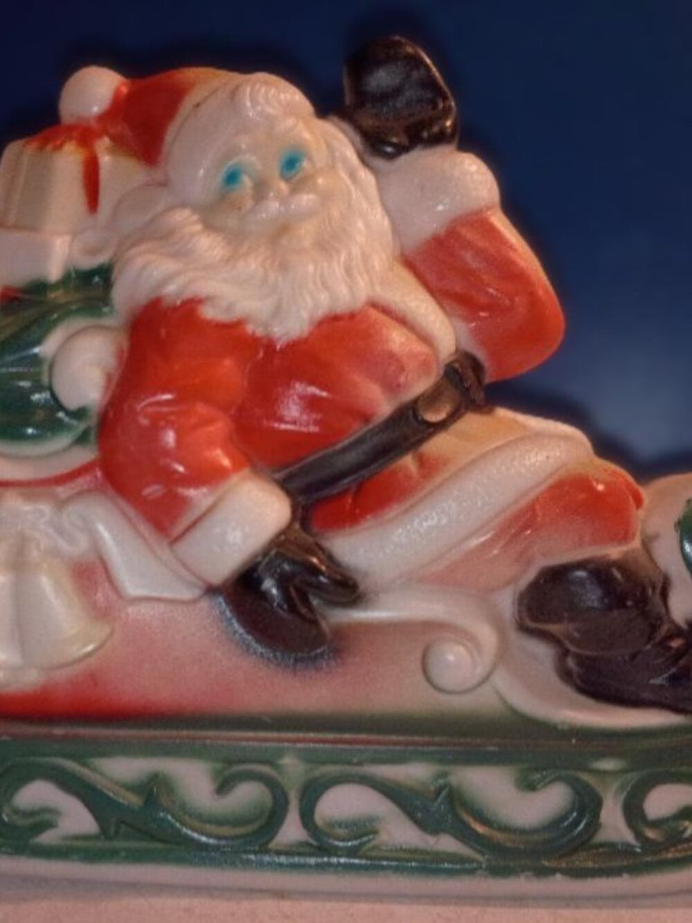 Vintage 1970s Empire Santa Sleigh Table Top Blow Mold USA, Christmas